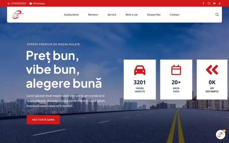 Eurocars használtautó weboldal képernyőképe