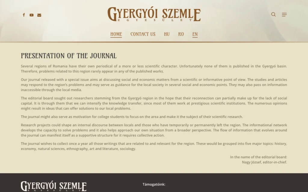 Gyergyói Szemle weboldal képernyőképe