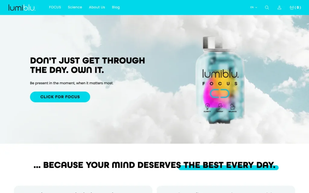Lumiblu weboldal képernyőképe