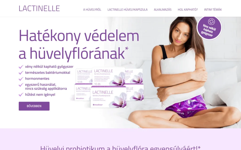 Lactinelle weboldal képernyőképe