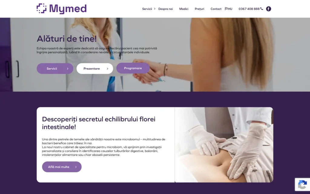 Mymed Center weboldal képernyőképe