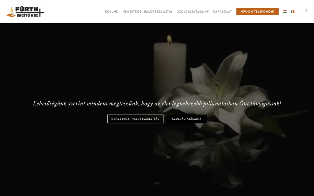 Segítő Kéz Funeral Services website screenshot